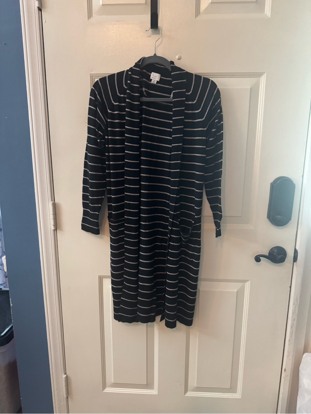 a new day Black and White Striped Open Front Cardigan